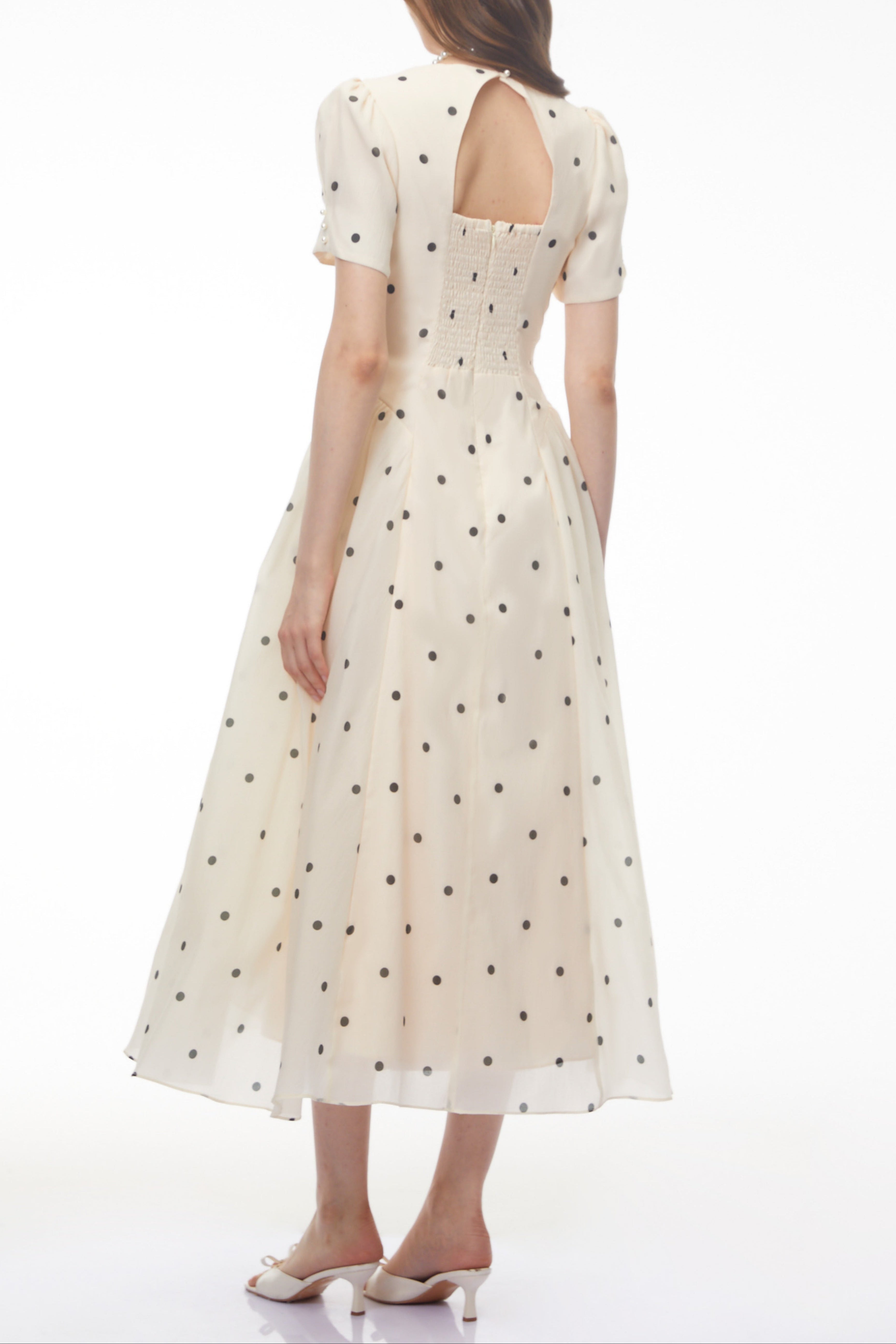 Javaneh White Polka Dot Maxi Dress