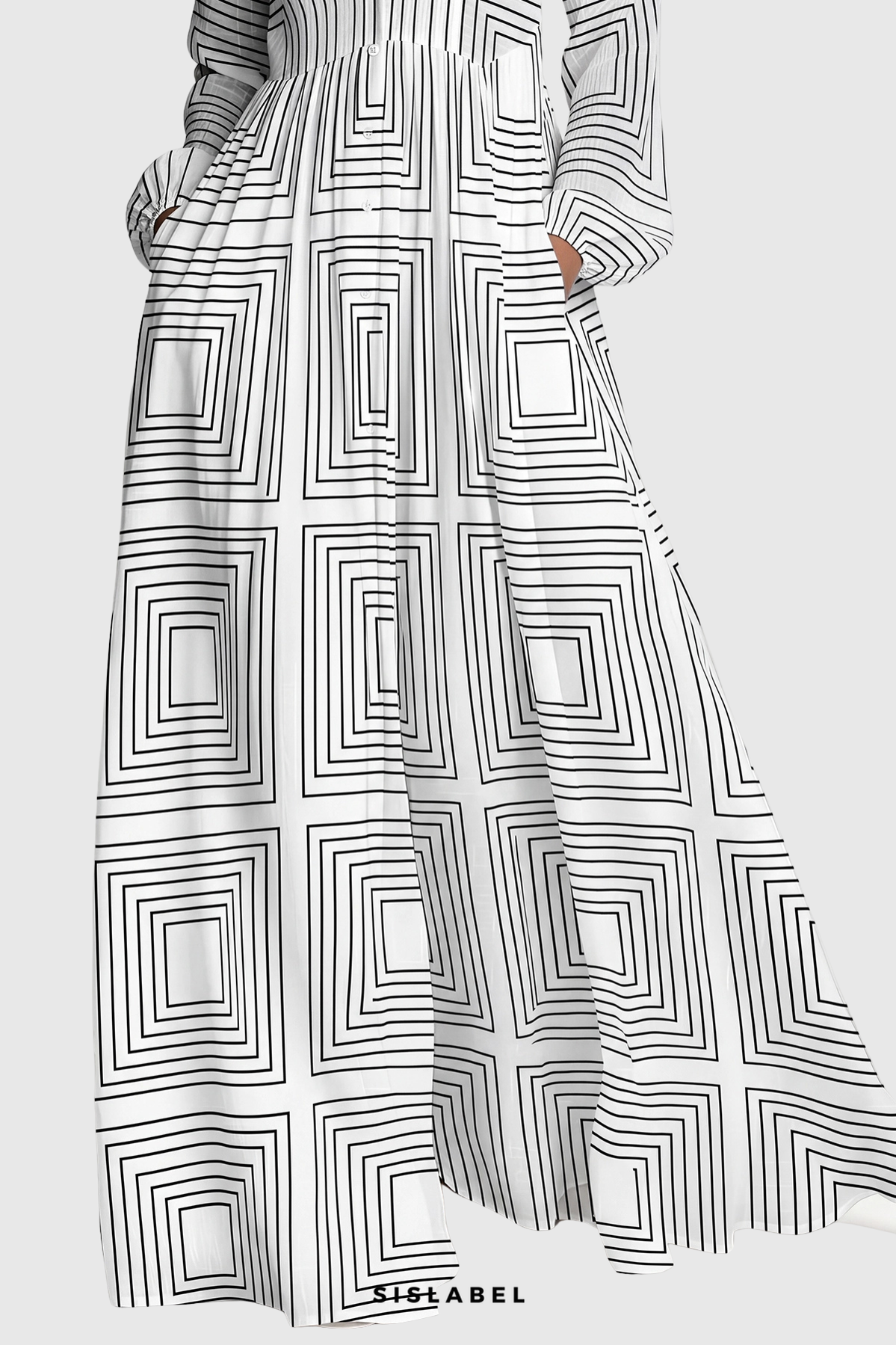 Judie Geometric Print Maxi Dress - White