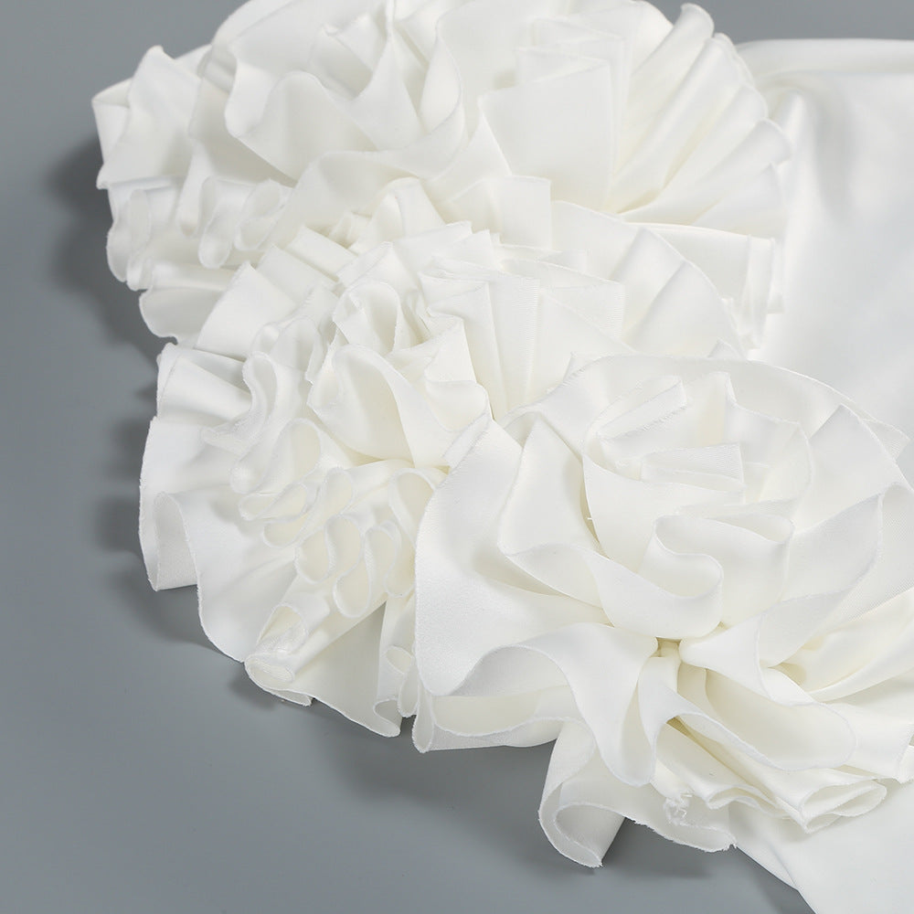 sherry Halterneck Floral Applique Maxi Dress in white