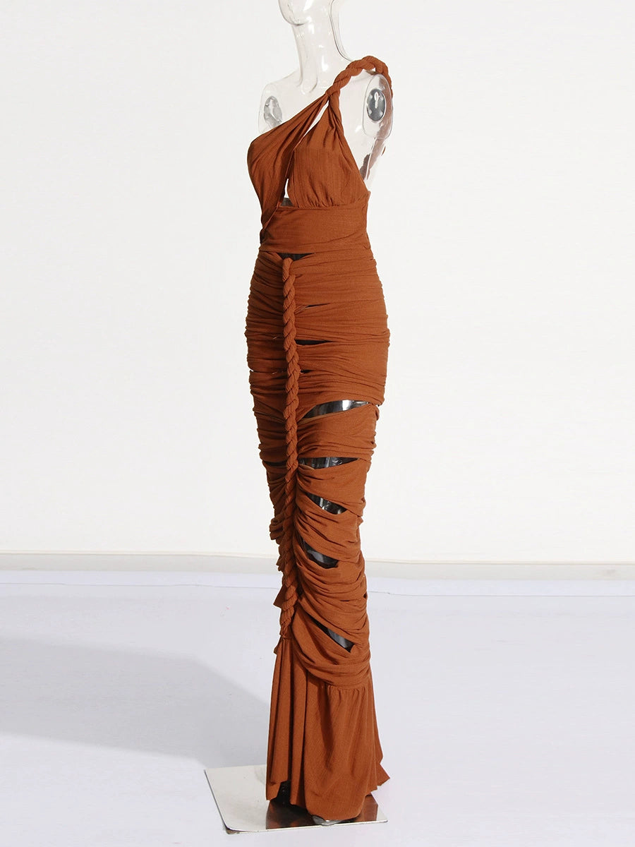 TAMMY BROWN TWISTED ONE-SHOULDER CUTOUT TOP