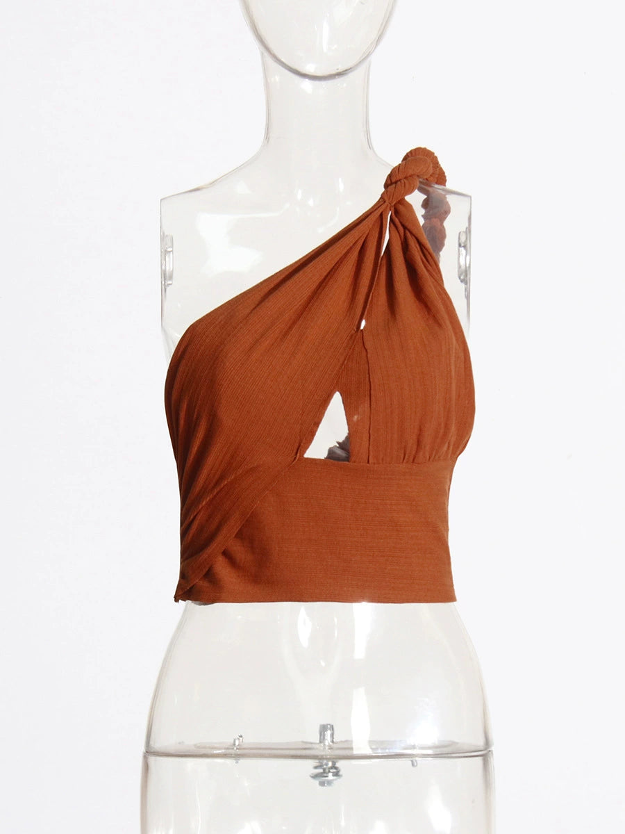 TAMMY BROWN TWISTED ONE-SHOULDER CUTOUT TOP