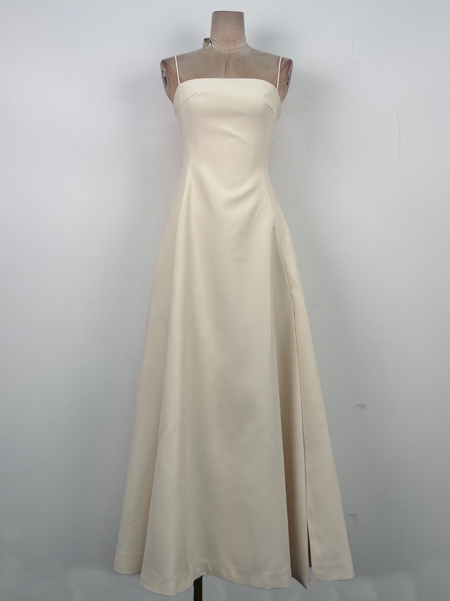 Tulle splicing bow sleeveless maxi dress - ivory