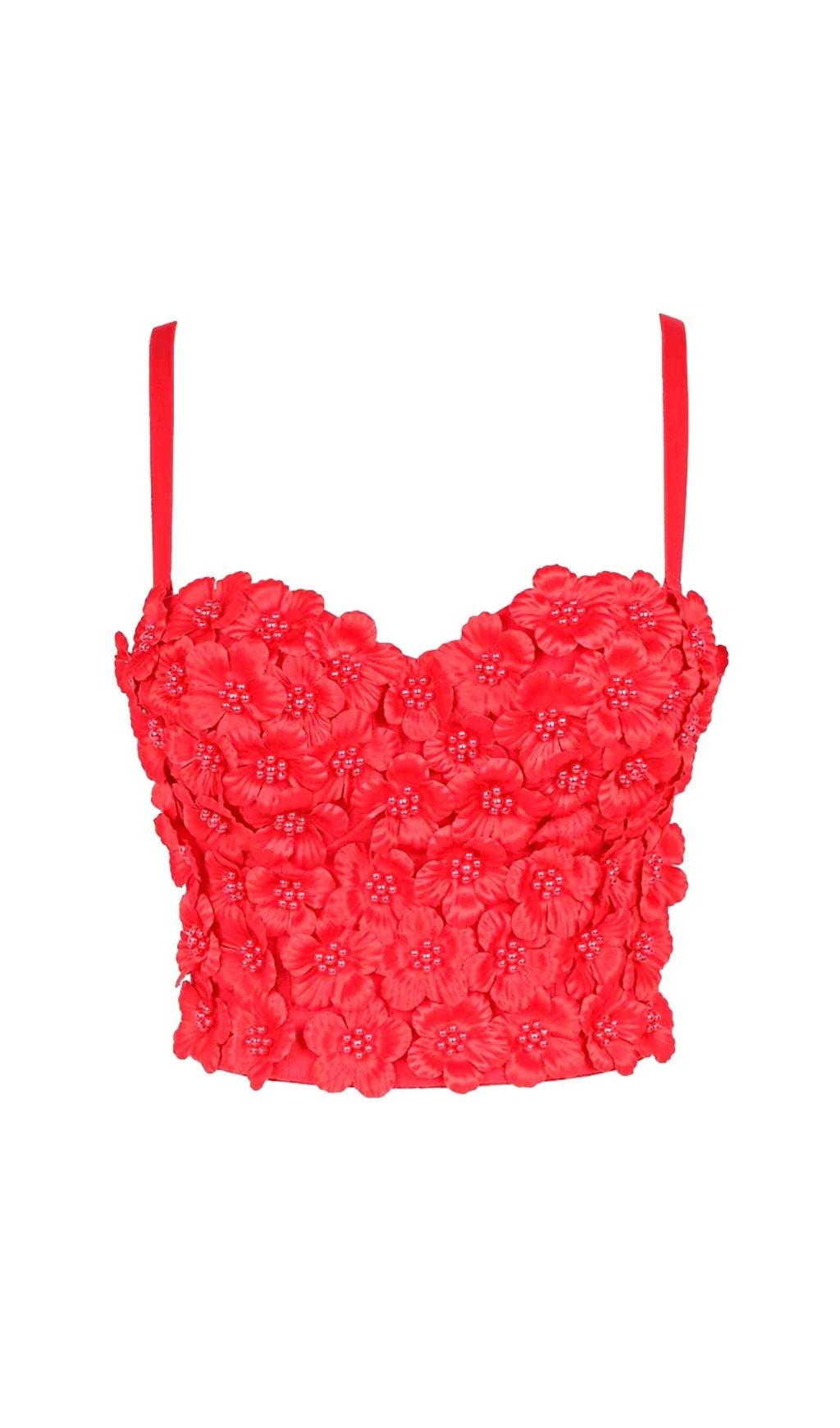 red bustier crop top