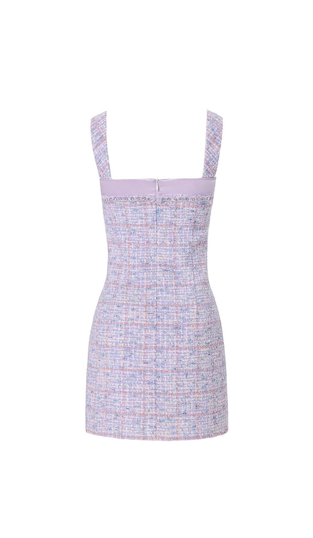 BOWTIE TWEED MINI DRESS IN LAVENDER