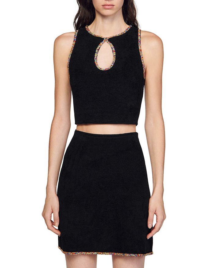 VELVET EMBELLISHED MINI SKIRT-Ownci