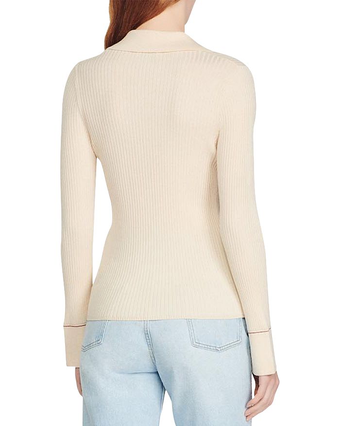 SPREAD COLLAR RIBBED CARDIGAN-Ownci