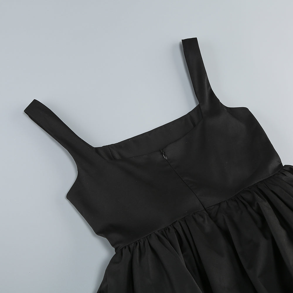 Black mini dress puffy skirt