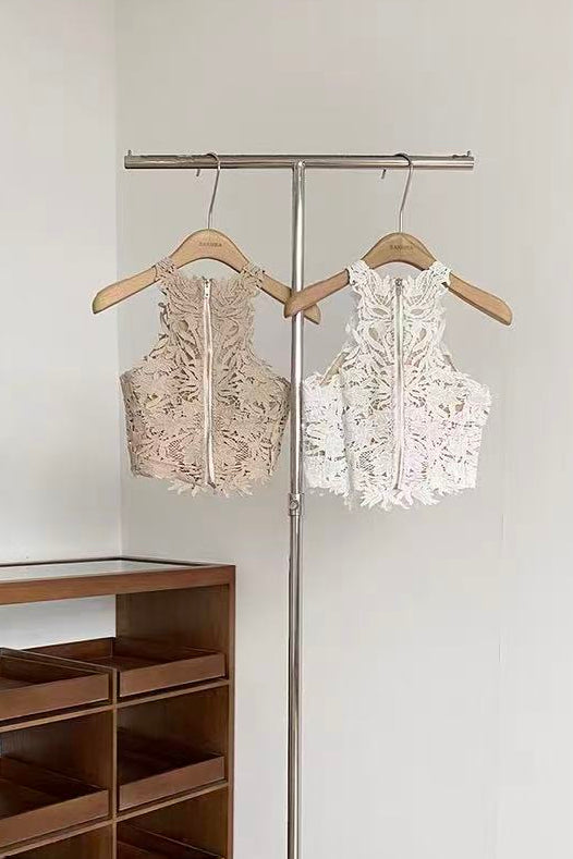 Halter Lace Corset & Puffy Tulle Skirt Two-Piece Set