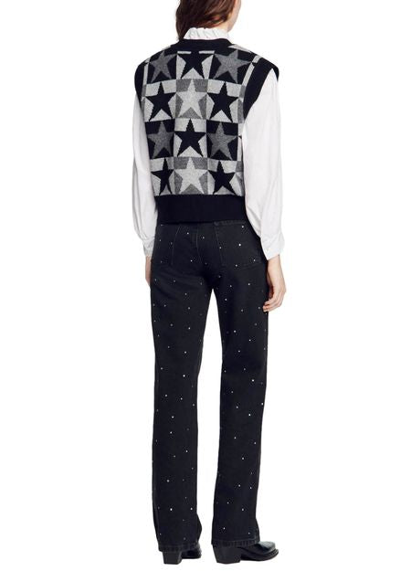 STARN V NECK SLEEVELESS SWEATER-Ownci