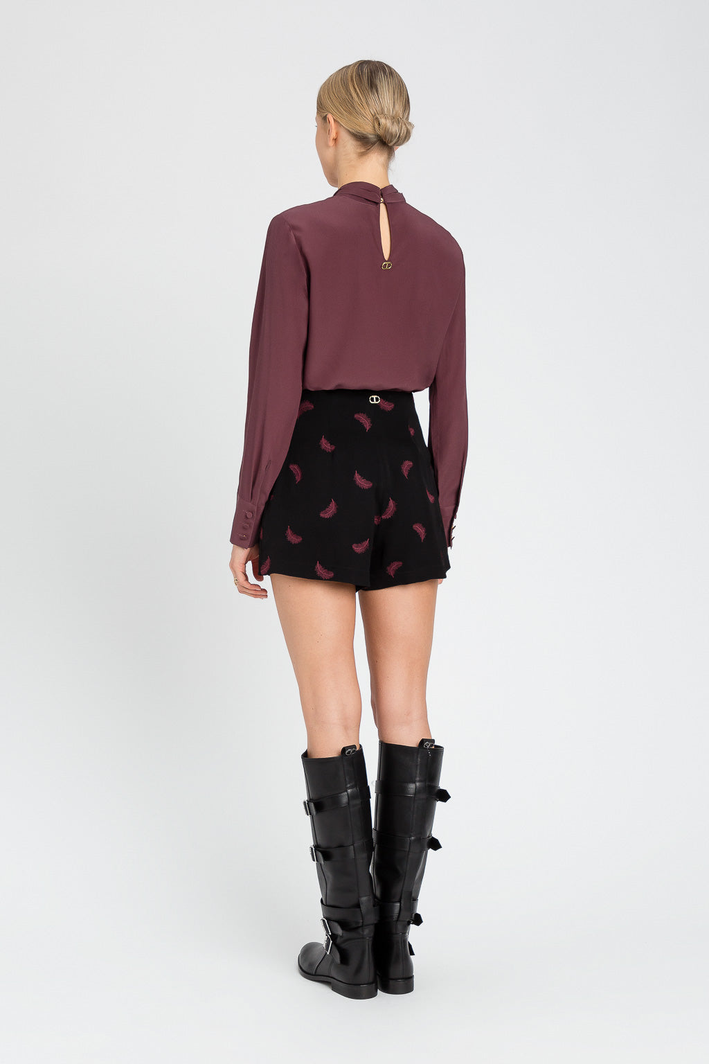 shirt twinset in burgundy