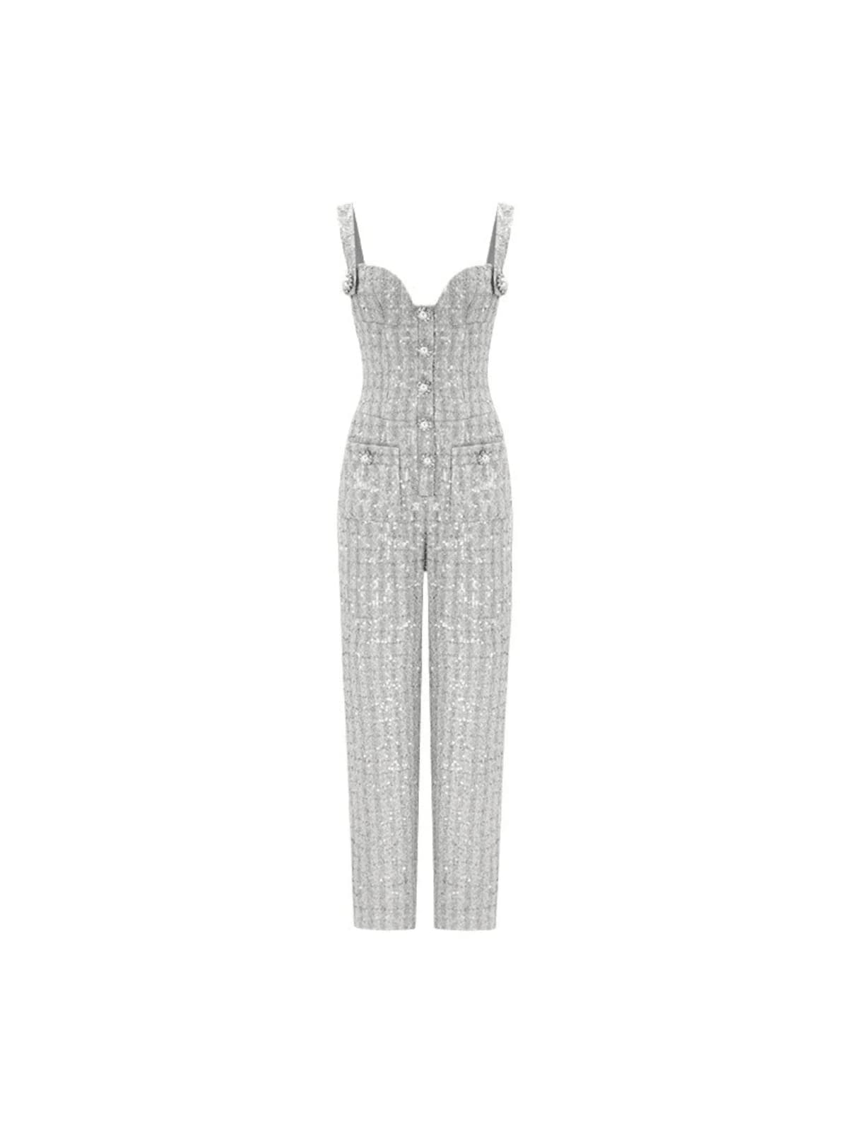 Roan Sequin Tweed Jumpsuit