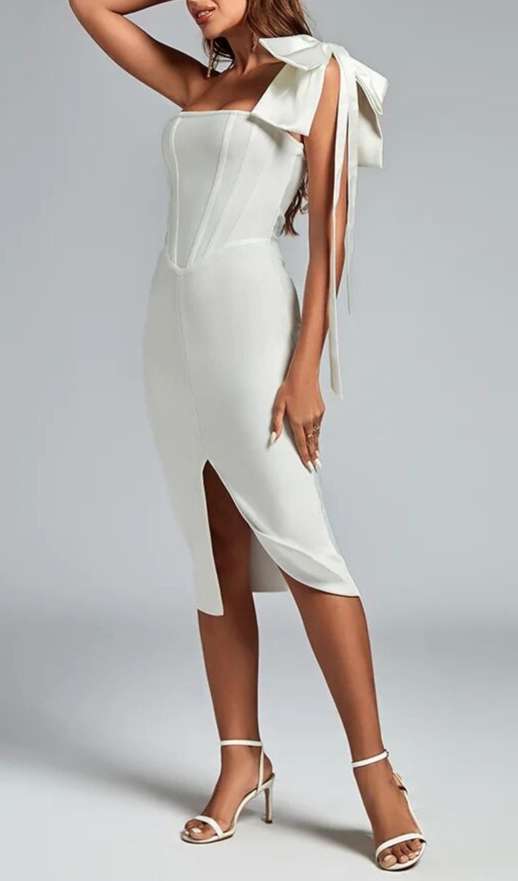 knee length dresses for ladies Marcella Women's Manhattan One Shoulder Midi Dress main image 1