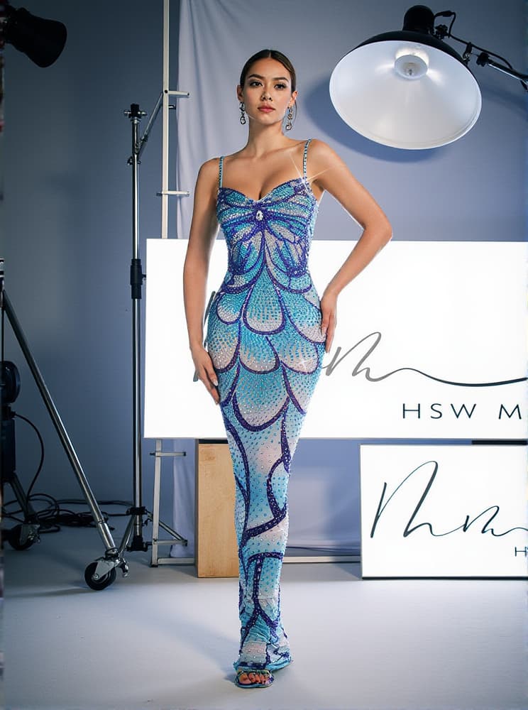 Cro��a Spaghetti Print Crystal Maxi Dress