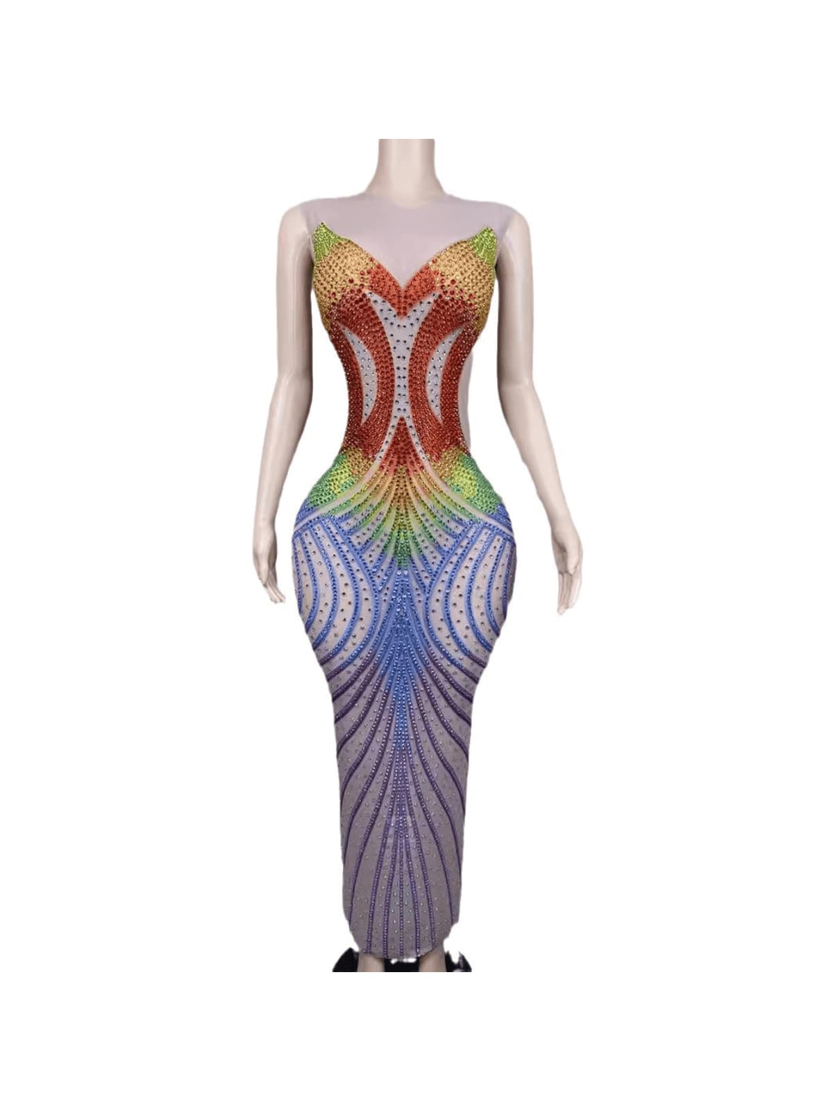 Elska Sleeveless Crystal Mesh Dress
