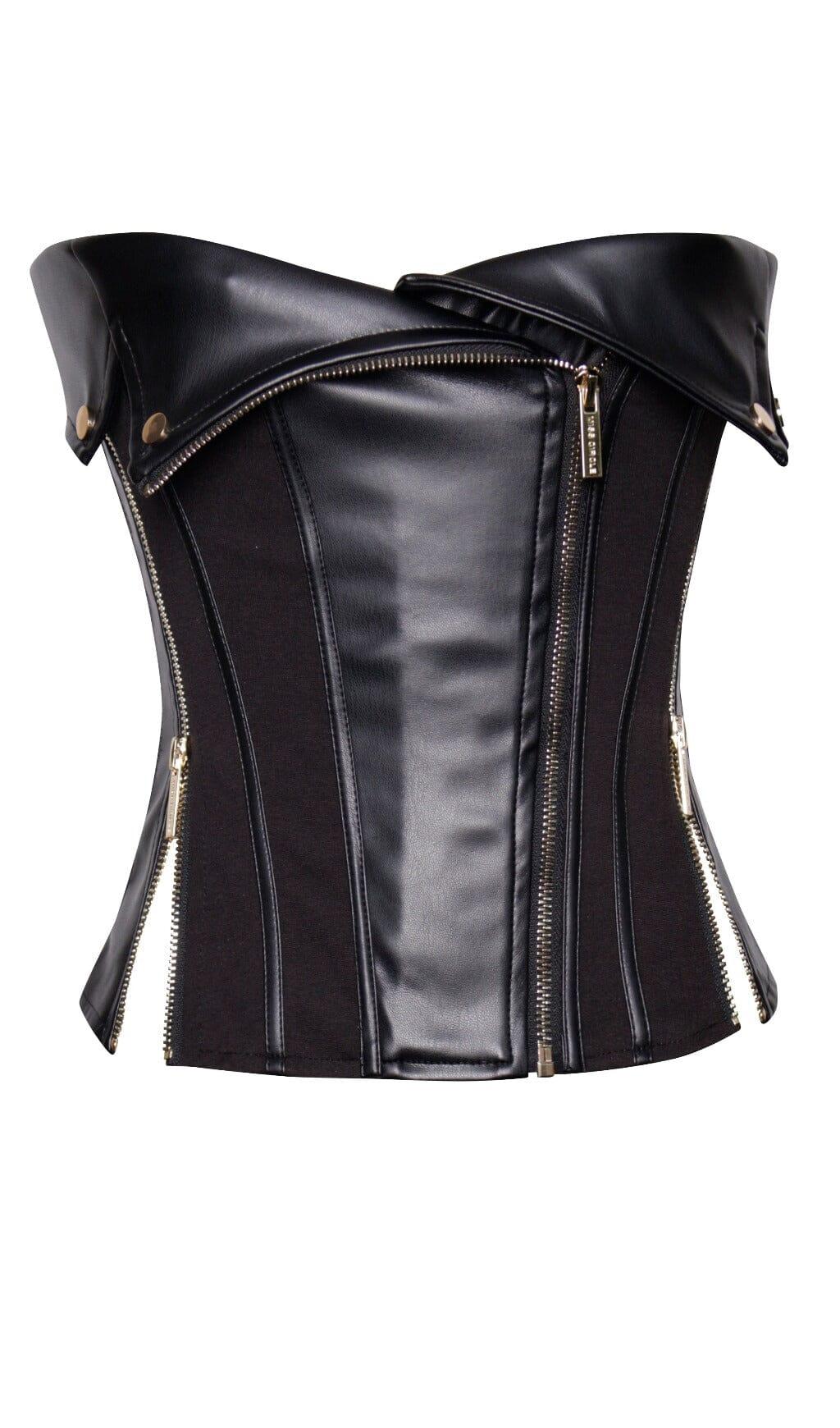 MERLINA BLACK VEGAN LEATHER BUSTIER TOP – Artofcb