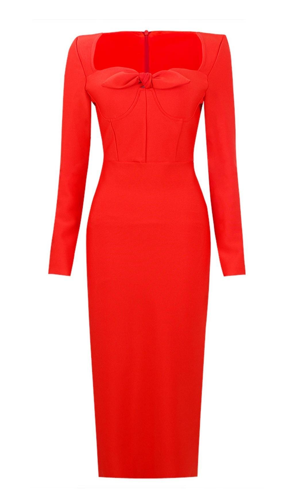 elegant long sleeve red dress Lexie Long Sleeve Dress