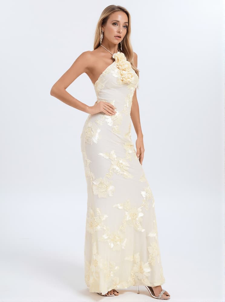 Aedin Halterneck Flower Maxi Dress