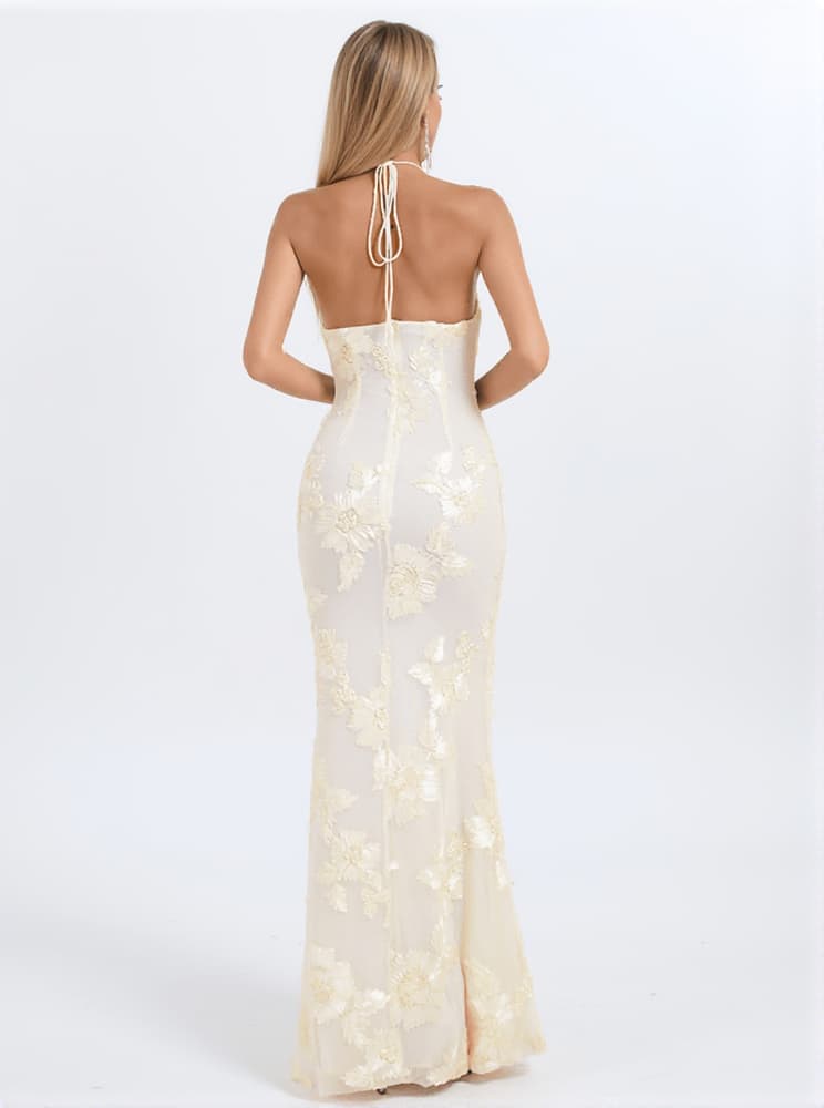 Aedin Halterneck Flower Maxi Dress