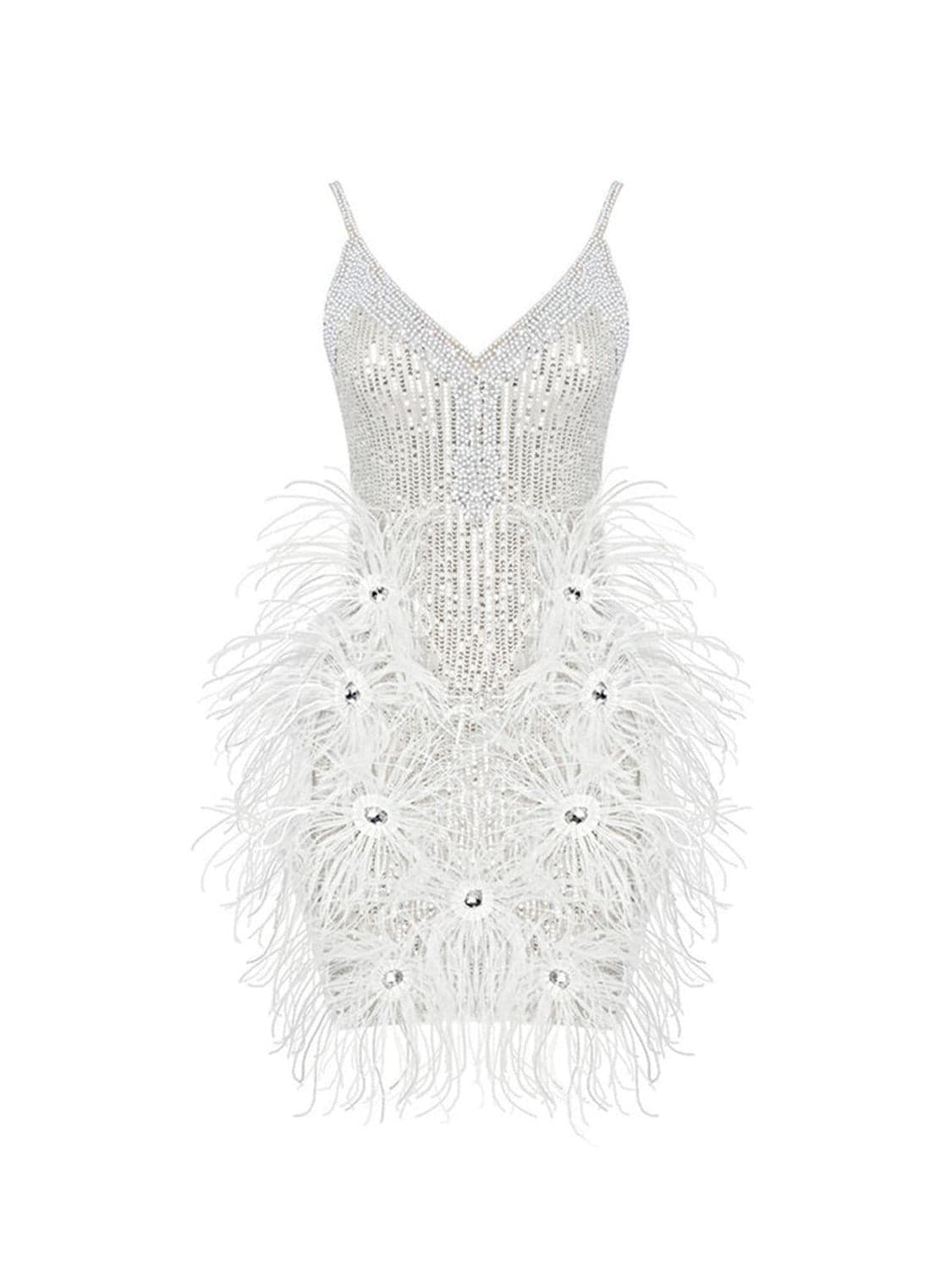 Bronte Pearl Sequin Feather Mini Dress