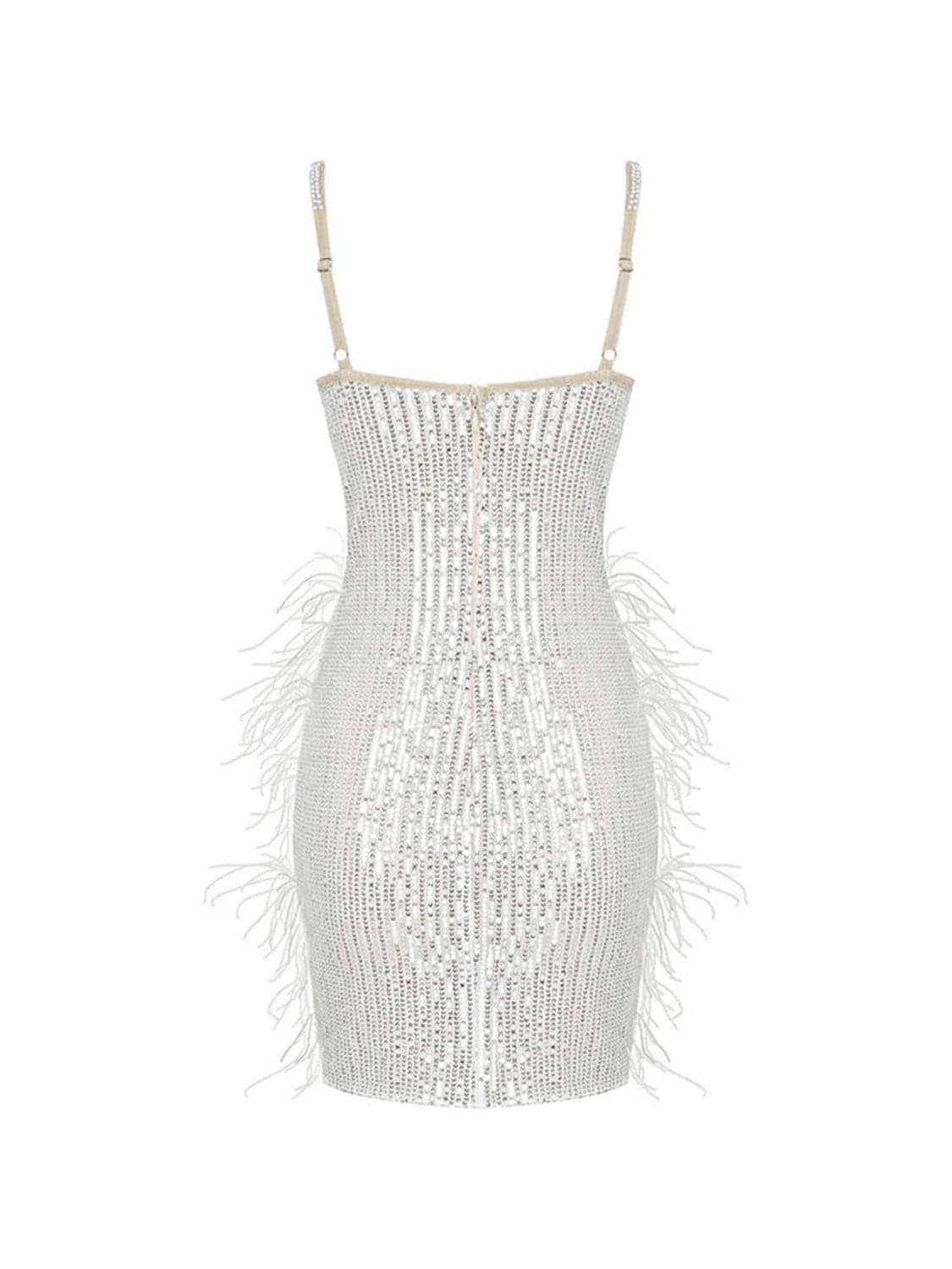 Bronte Pearl Sequin Feather Mini Dress