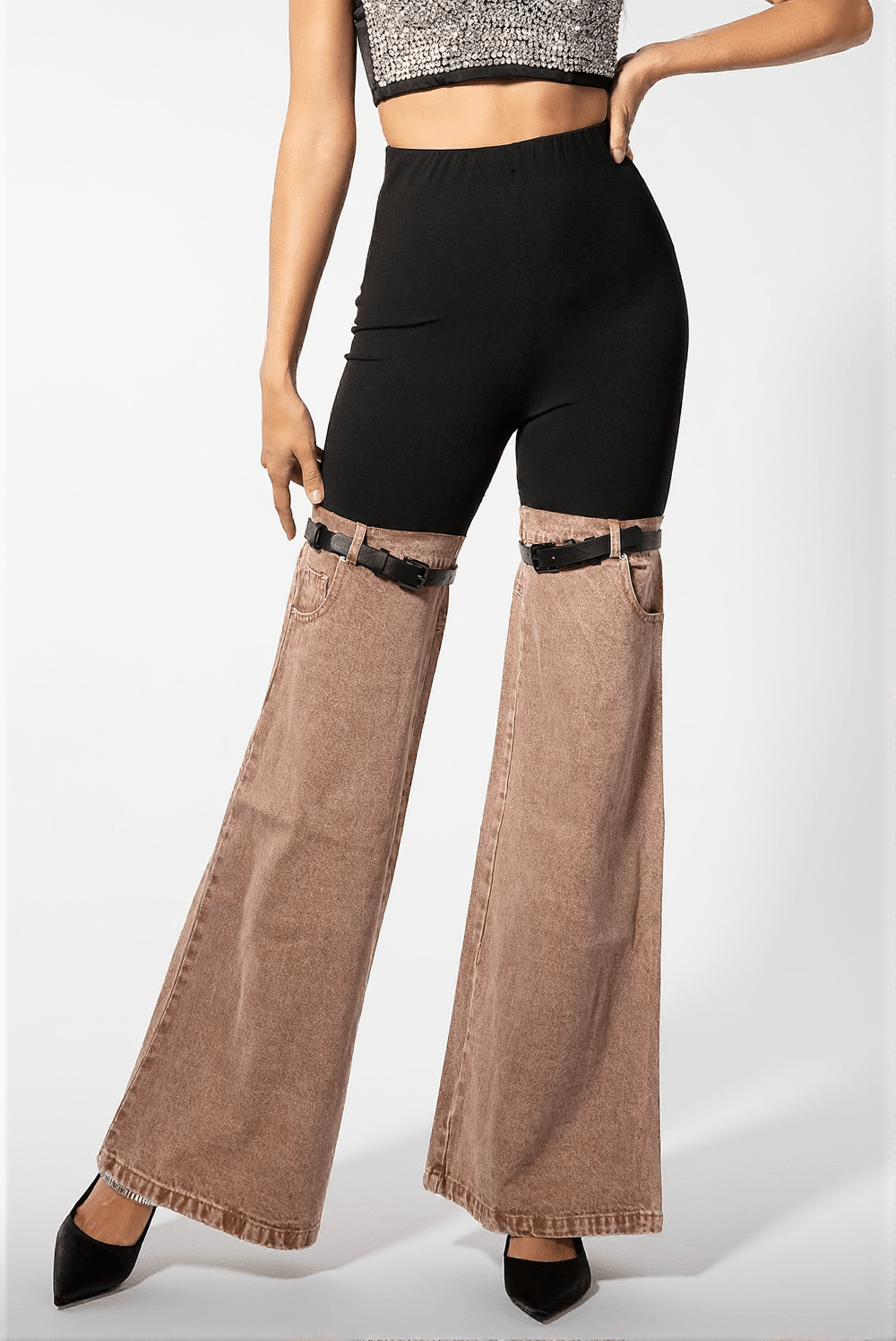 Kallipateira High Waist Color Block Wide Leg Pants