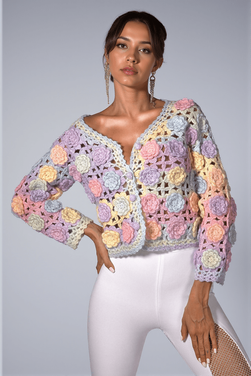 Camrynn Floral Crochet Sweater