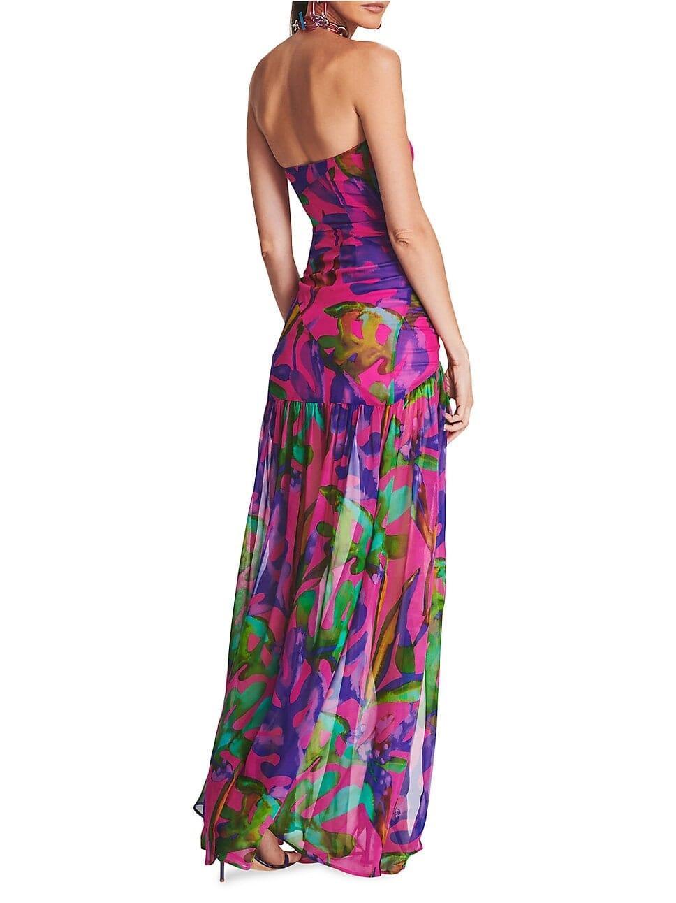 Halter Chiffon Maxi Dress with Circle Skirt Red