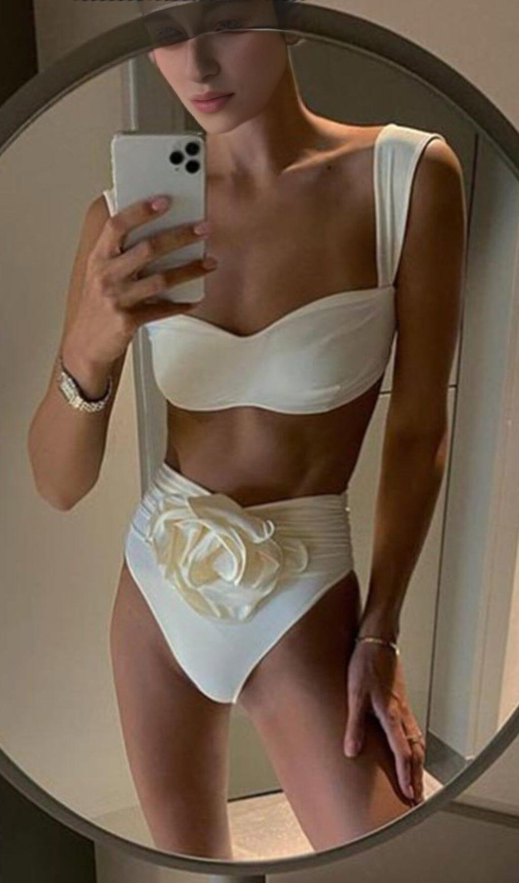 treatürself  Rose swimwear  Ivory ROSE EMBELLISHED BIKINI SUIT IN IVORY – Artofcb