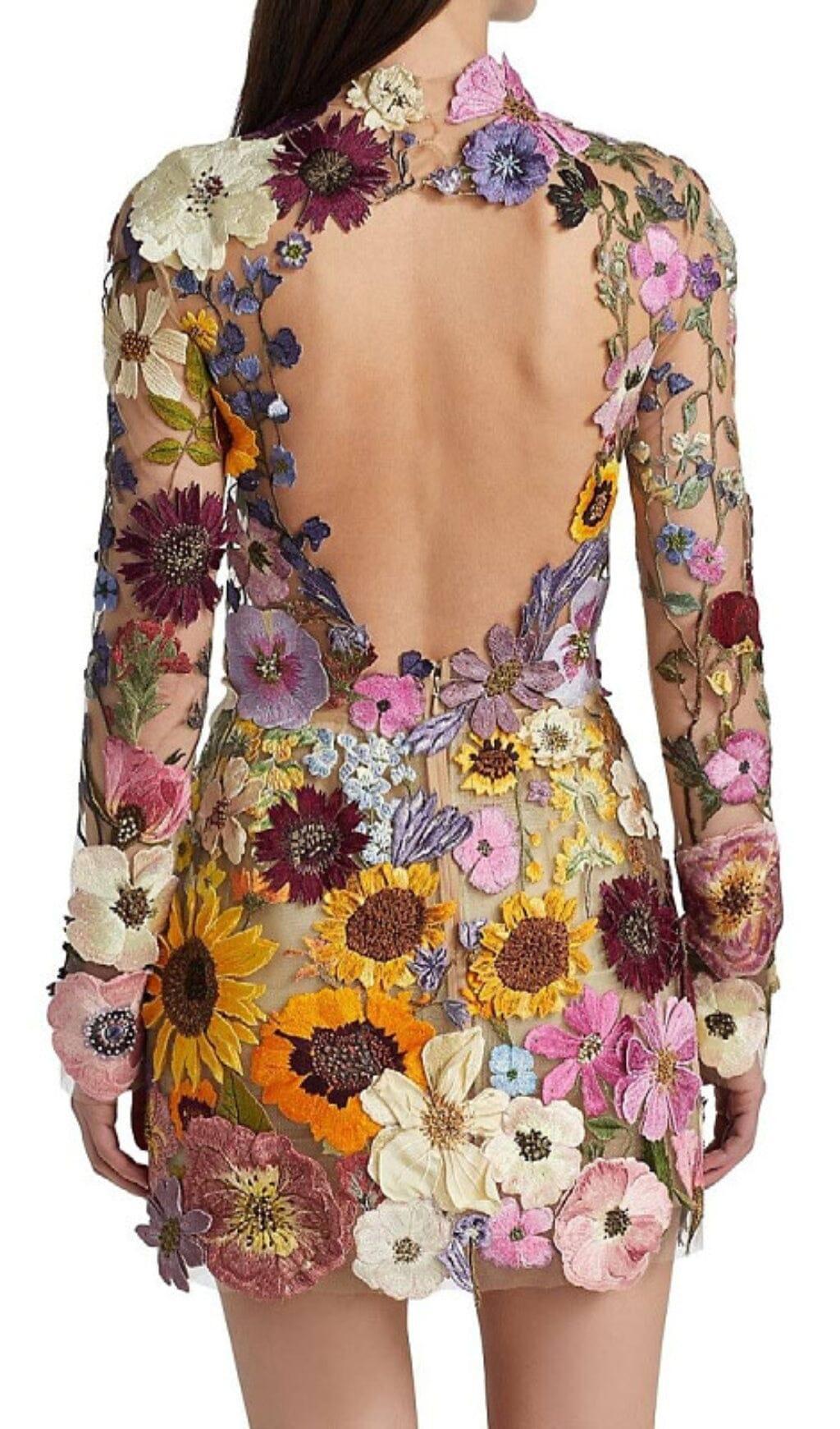 EMBROIDERED LACE HALF HIGH COLLAR MINI DRESS – Artofcb