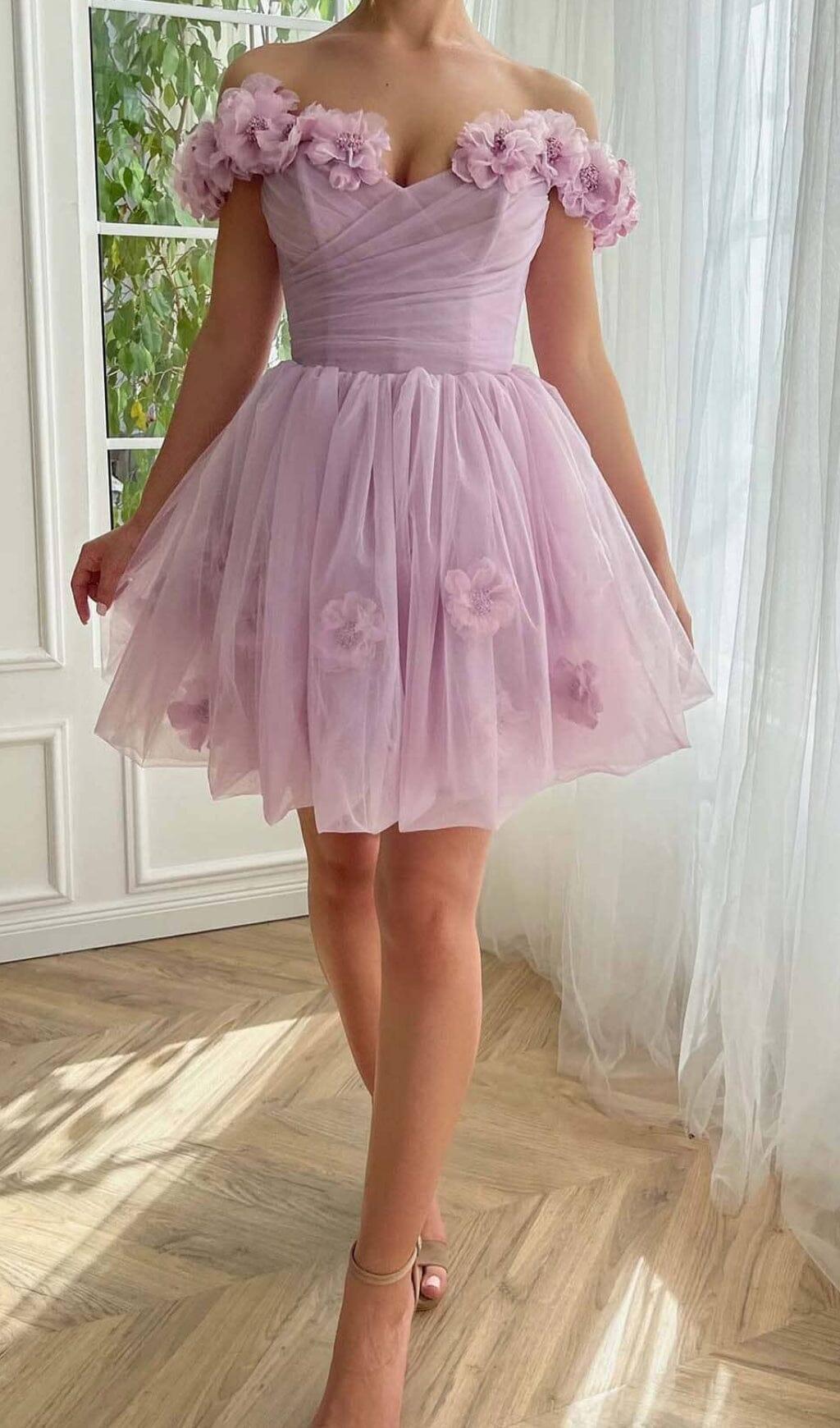 Charming Pink Floral Embellishments Tulle Dress Charming Pink Floral Embellishments Tulle Dress