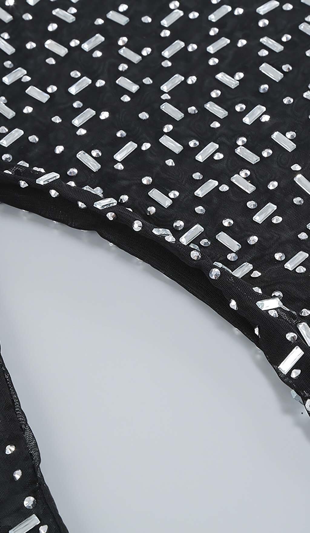 SEQUIN RHINESTONE MESH TOP IN BLACK – Artofcb