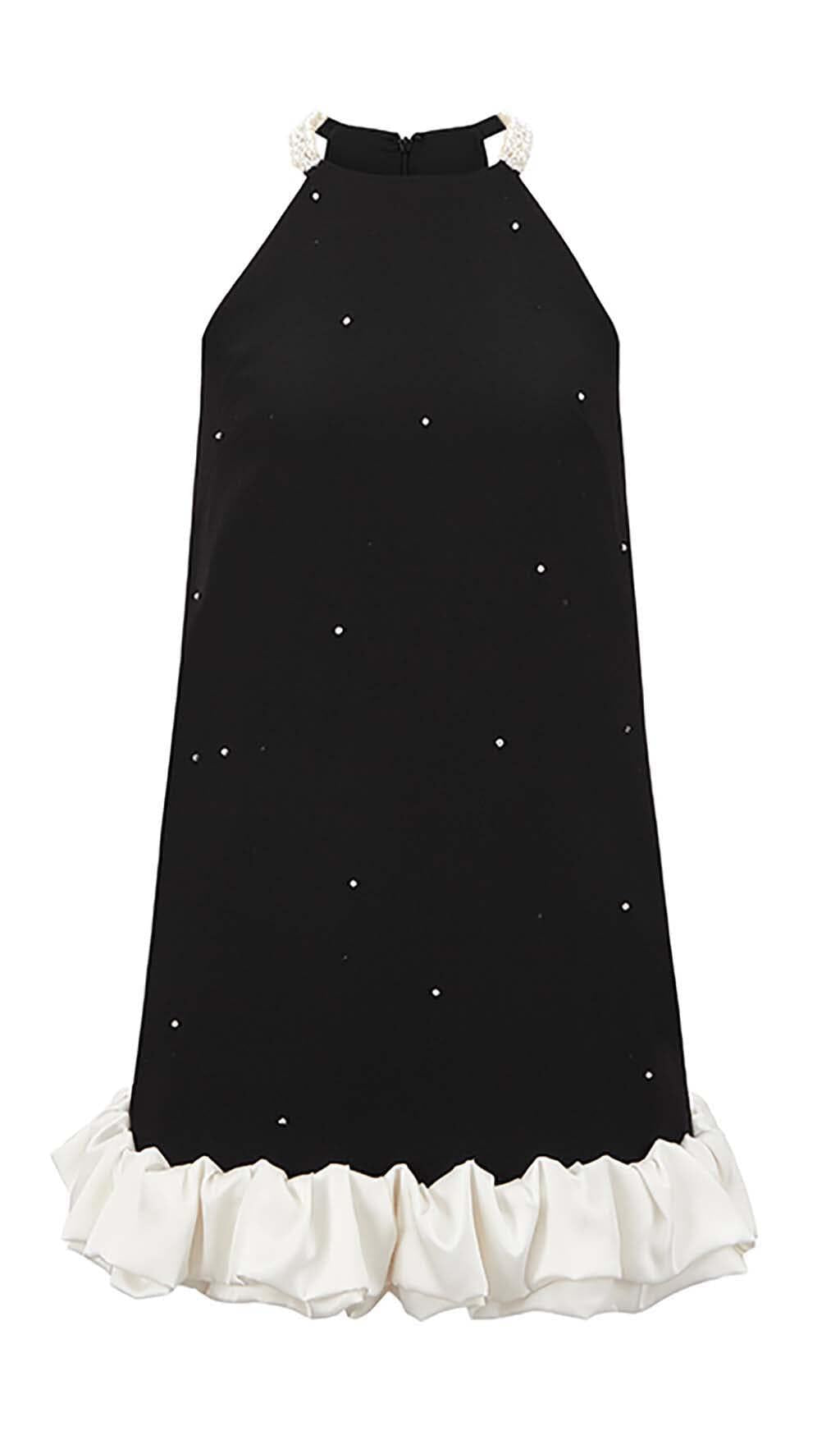 約5.3万円 タグ付 Arobe Pearl Frill Dress BLACK FRILL PEARL MINI DRESS IN BLACK – Artofcb