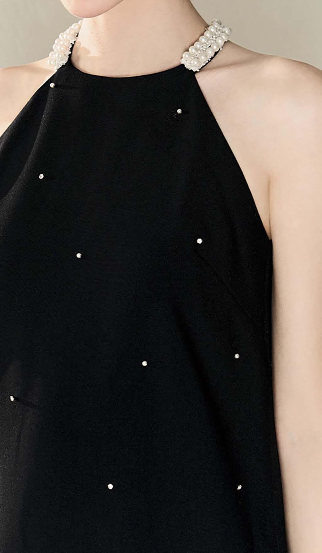 約5.3万円 タグ付 Arobe Pearl Frill Dress BLACK FRILL PEARL MINI DRESS IN BLACK – Artofcb
