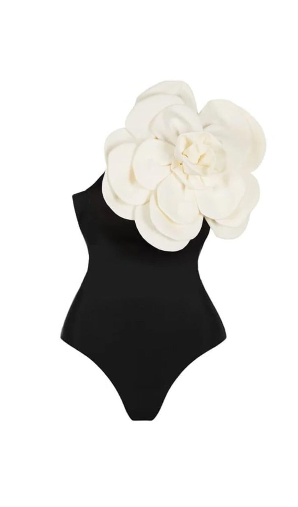 EXAGGERATED 3D FLOWER ONE PIECE SWIMSUIT IN BLACK Artofcb