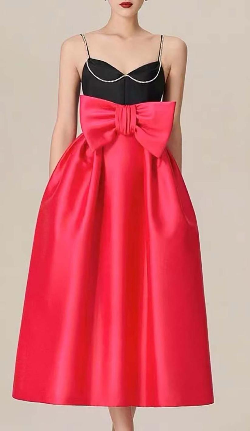 Spaghetti Strap Beaded Detail Midi Dress