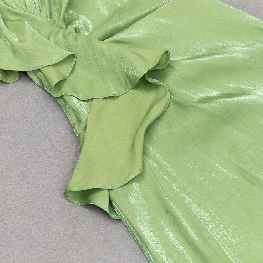 SATIN FOREST CORSET MAXI DRESS IN GREEN main image 0