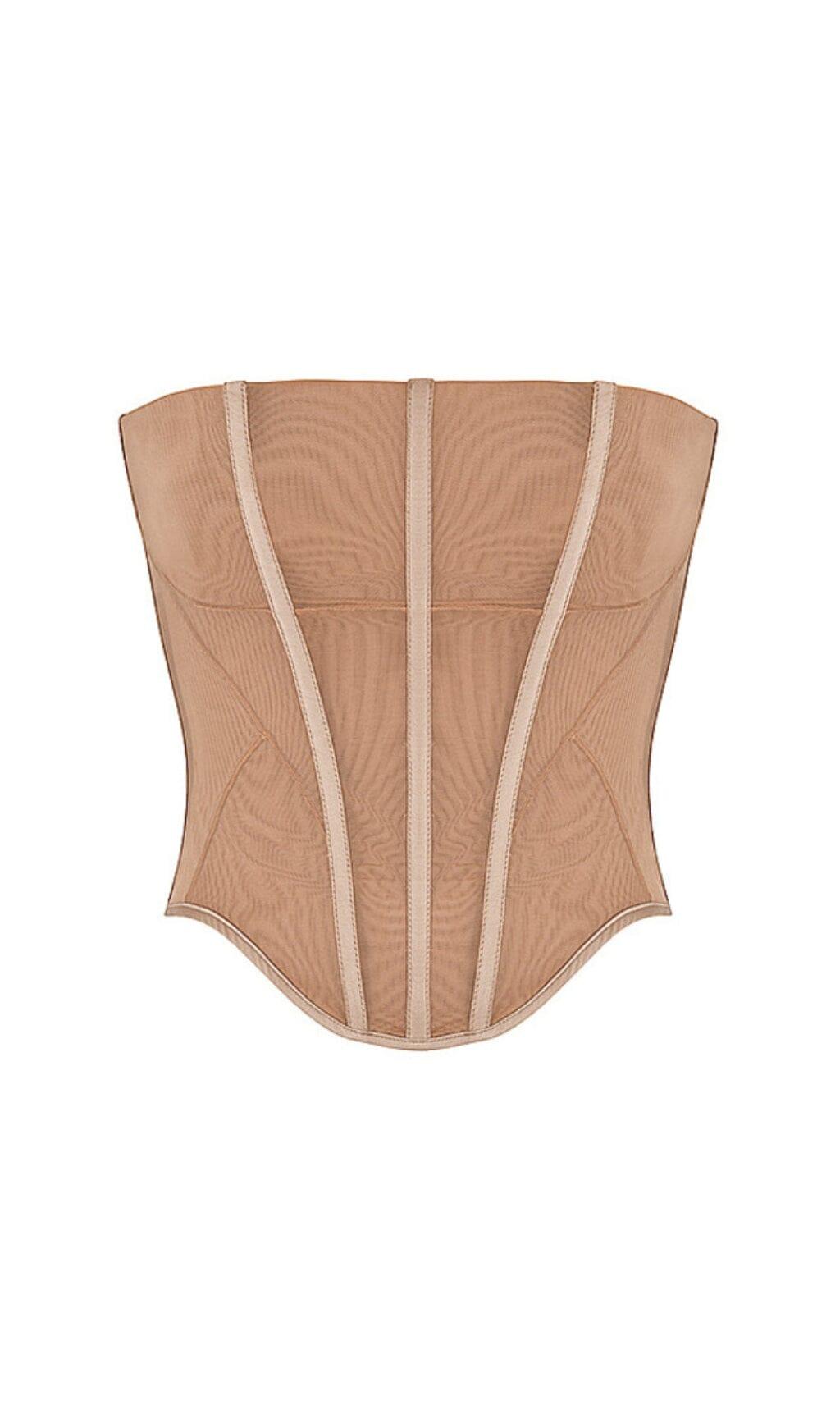 Beige Mesh Strapless store Corset