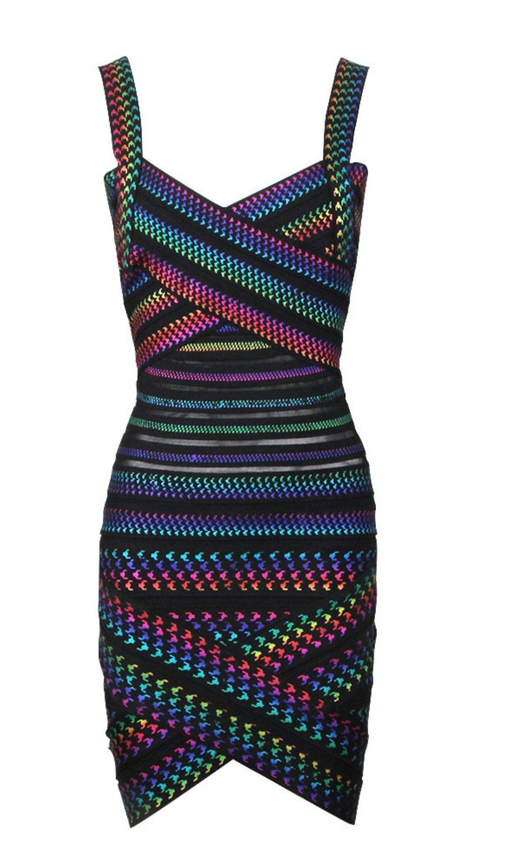 Vanessa Rainbow Cut Out Mini Bandage Dress