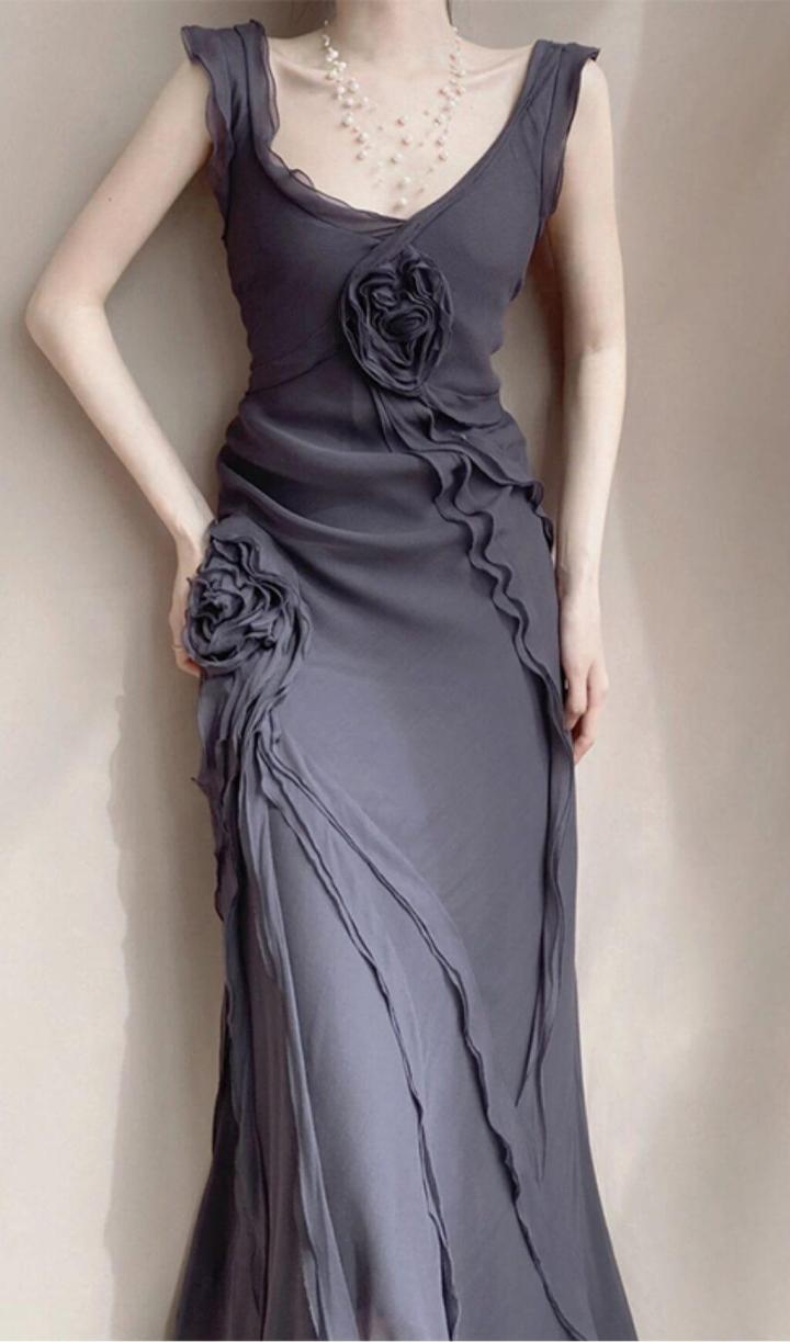 Vintage Pleated Maxi Dress