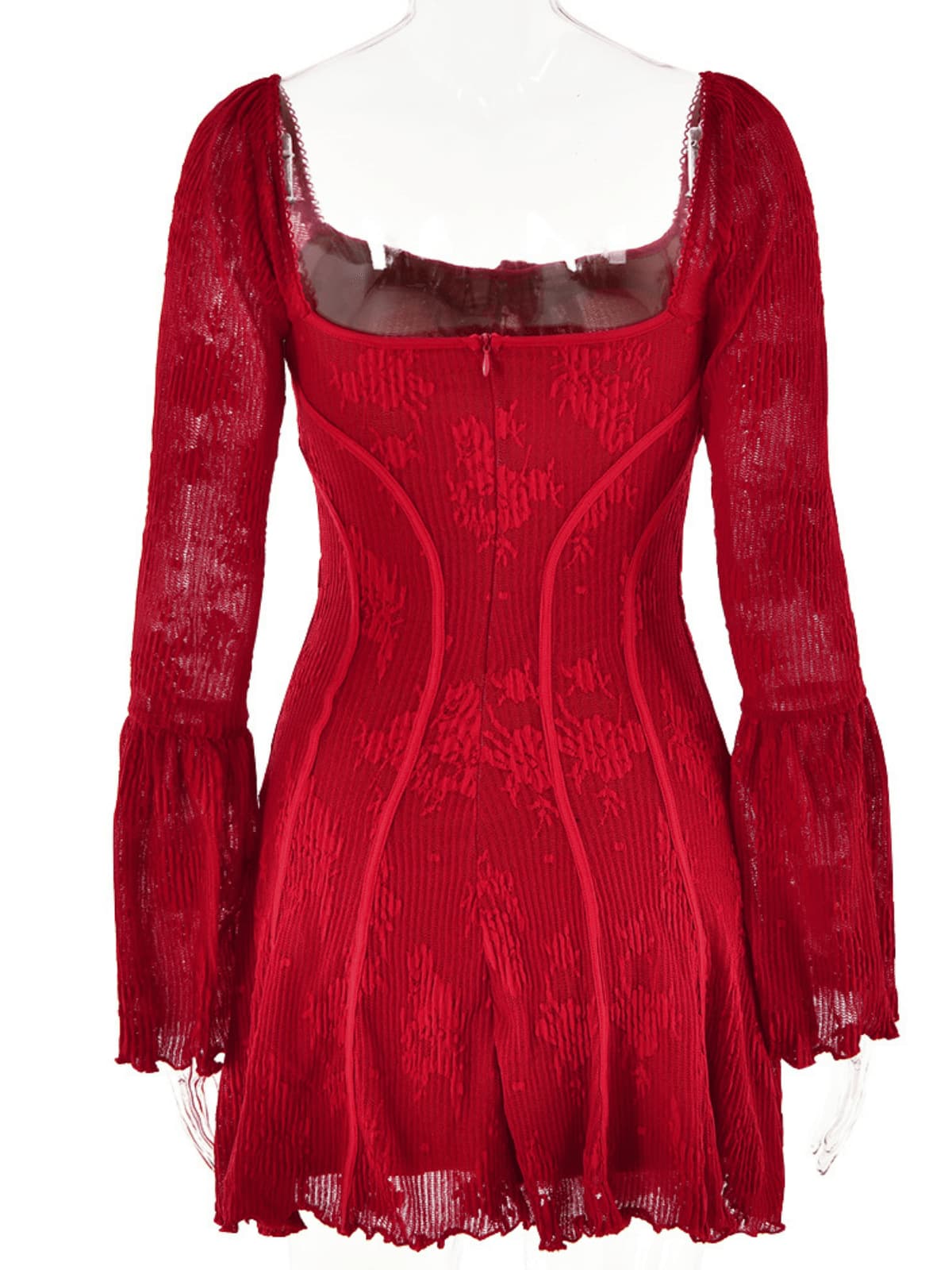 Lowell Square Neck Floral Mini Dress In Red