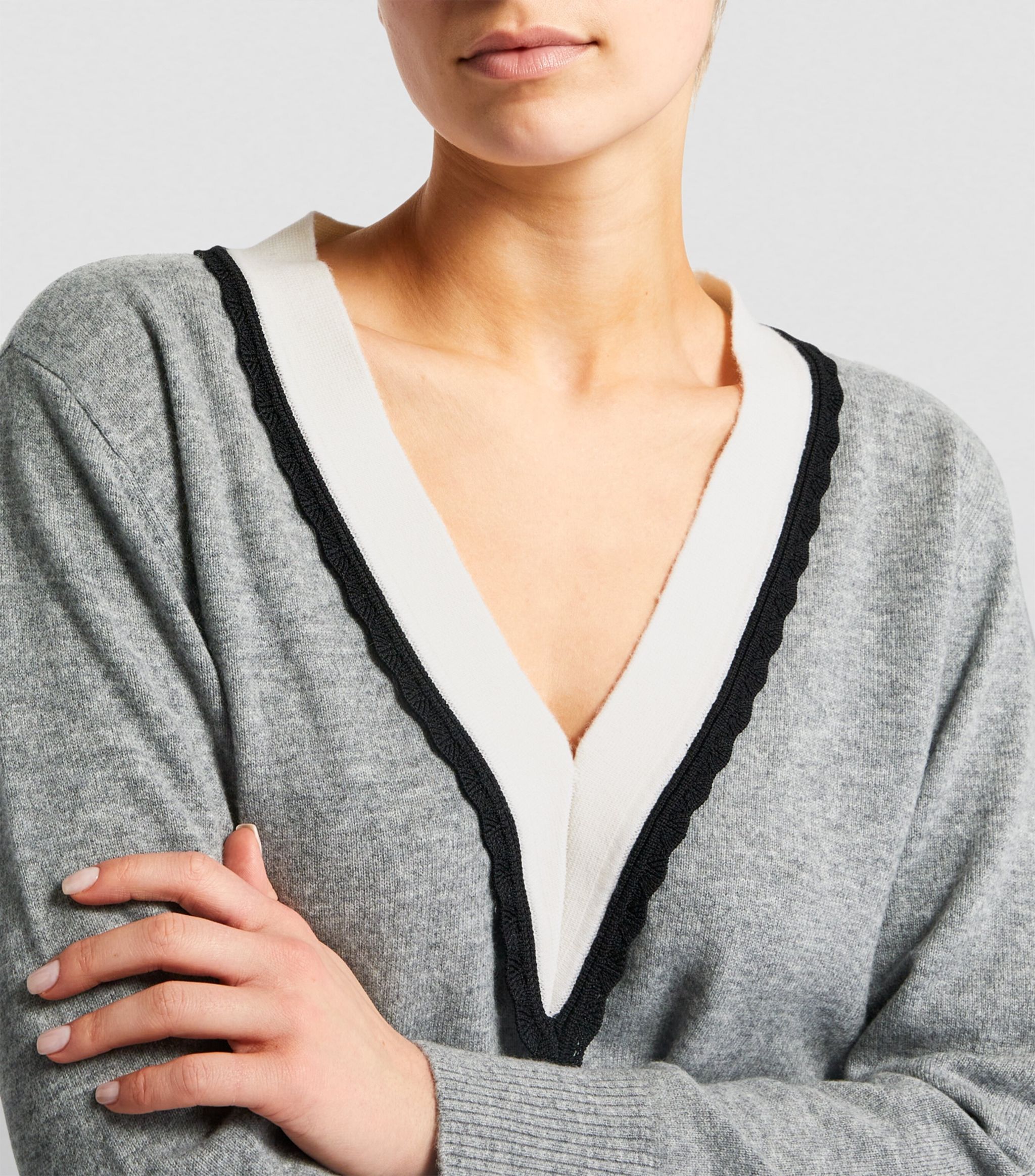 TWO TONE TRIM SWEATER-Ownci