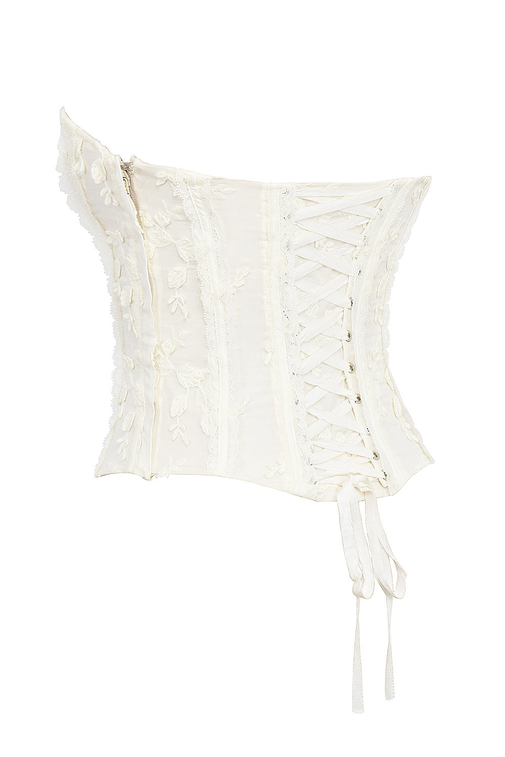 vintage ivory embroidered strapless corset skirt suit