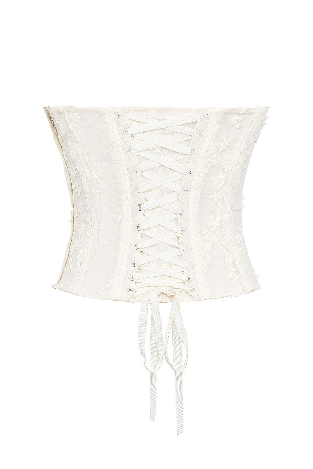 vintage ivory embroidered strapless corset skirt suit