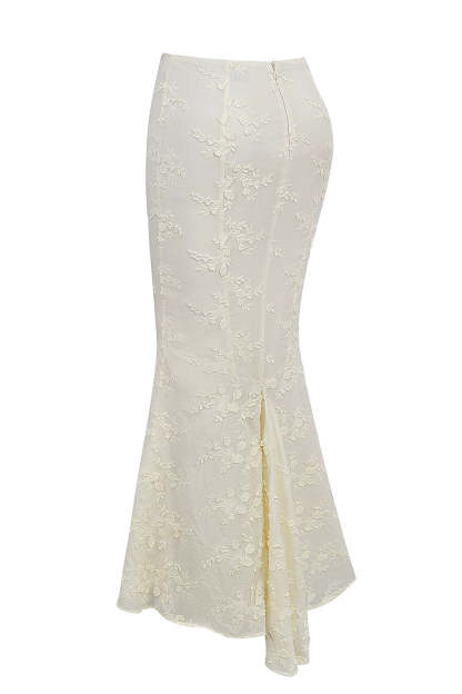 vintage ivory embroidered strapless corset skirt suit