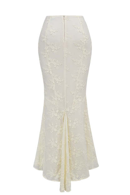 vintage ivory embroidered strapless corset skirt suit