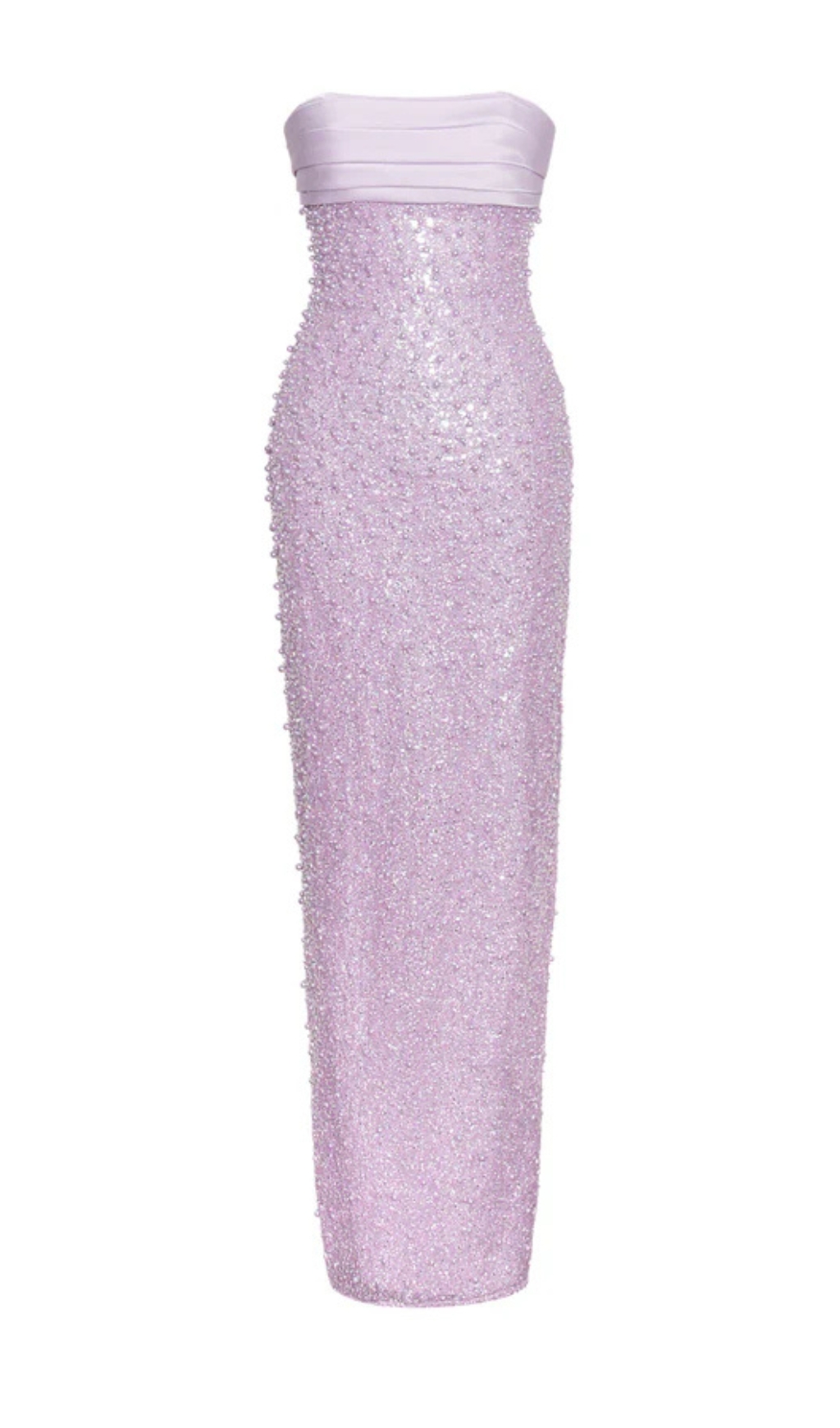 PINK SATIN SEQUIN PEARLS BEADED MAXI DRESS