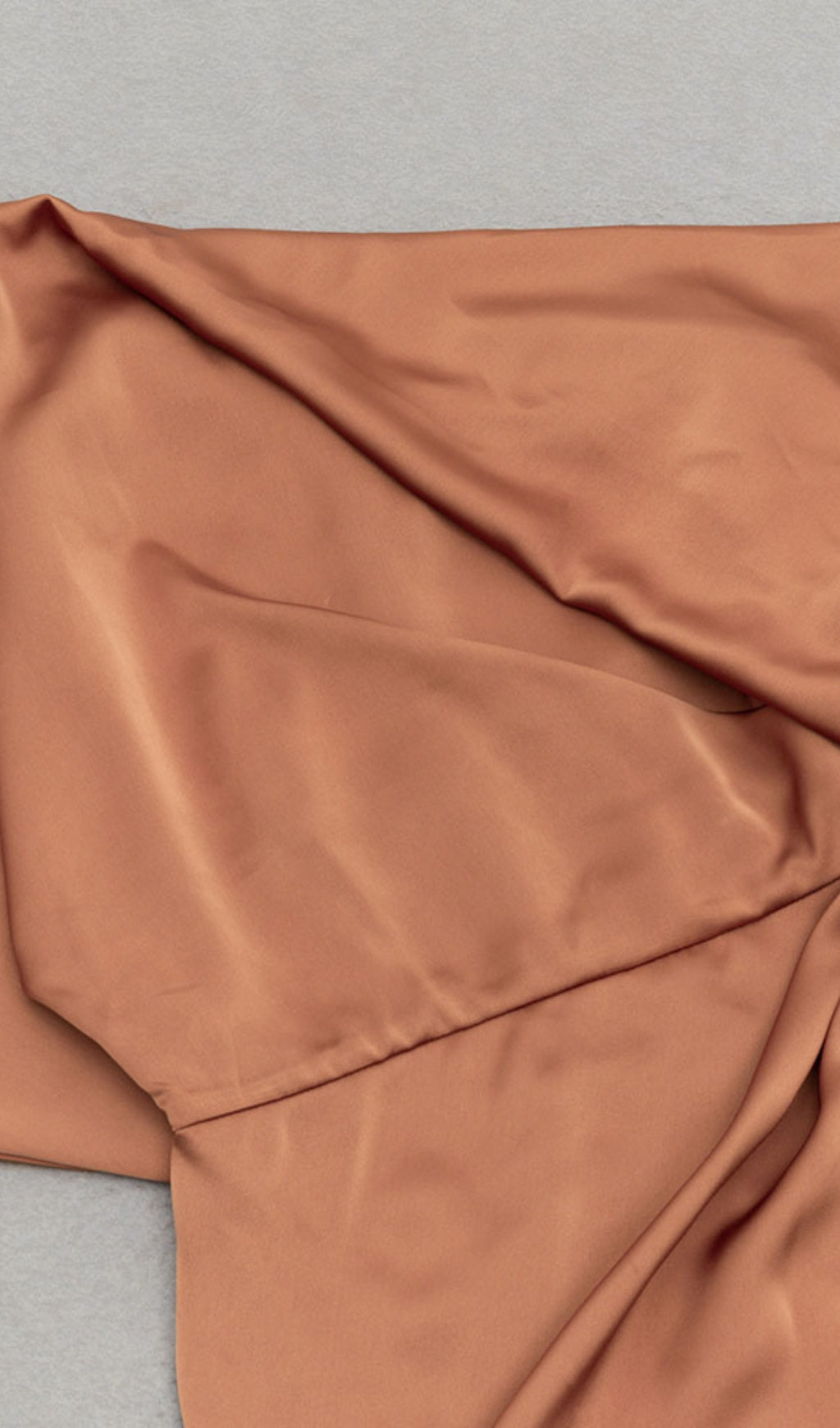 One - Shoulder Draped Slit Midi Dress in Brown