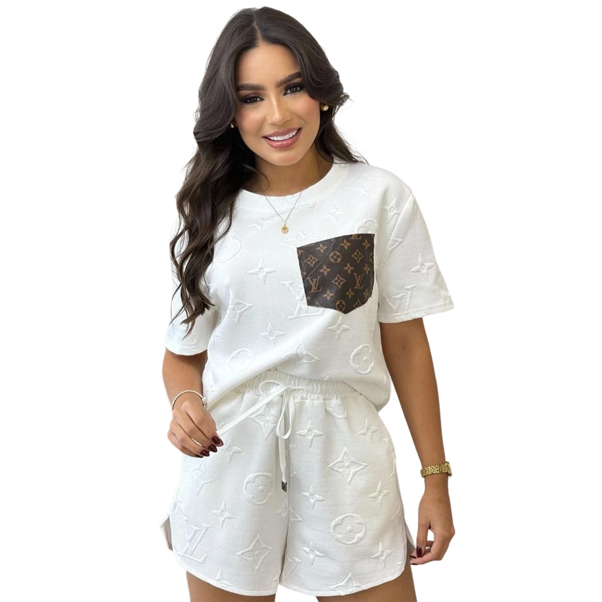 Women's Printed Short Sleeve Shorts Set