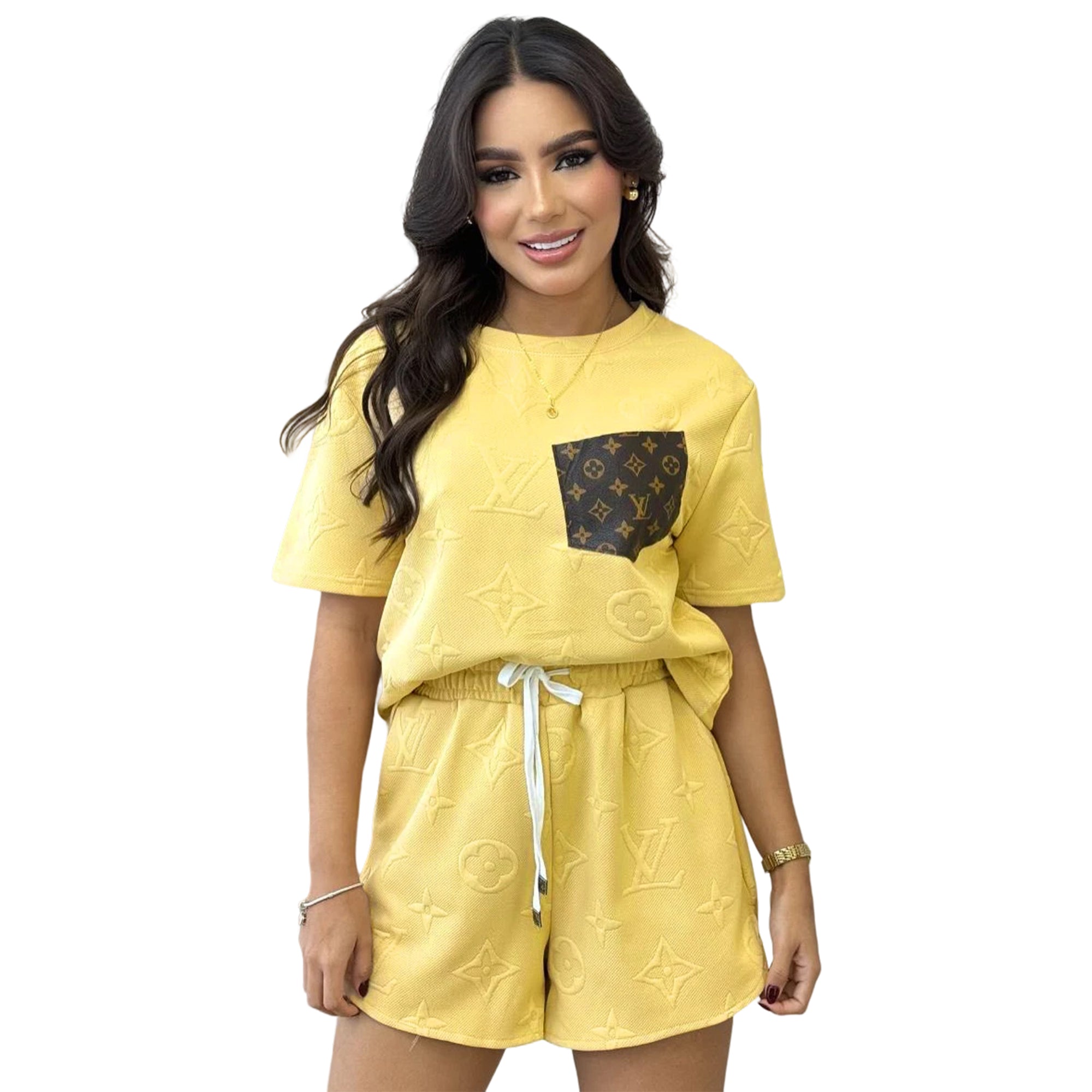 Women's Printed Short Sleeve Shorts Set