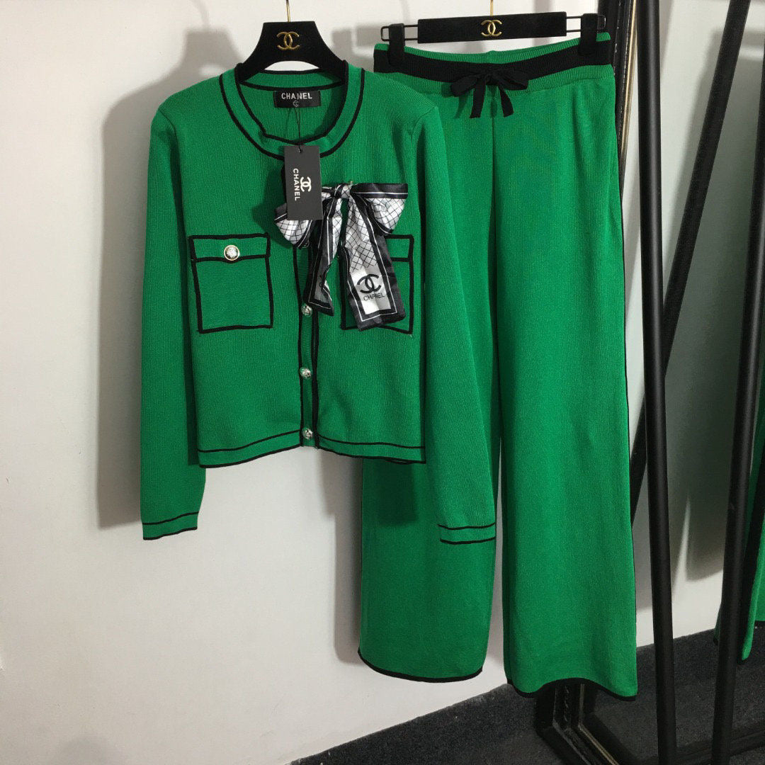 Women's Cardigan Wide Leg Pants 2 Piece Suit